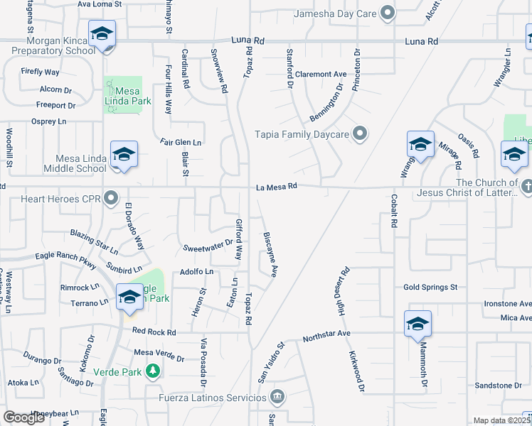 map of restaurants, bars, coffee shops, grocery stores, and more near 12833 Biscayne Avenue in Victorville