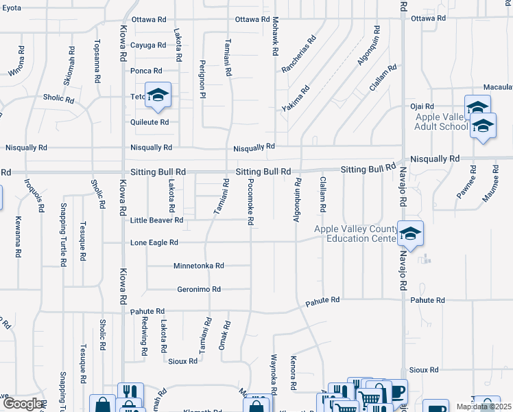 map of restaurants, bars, coffee shops, grocery stores, and more near 12765 Pocomoke Road in Apple Valley