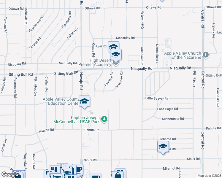 map of restaurants, bars, coffee shops, grocery stores, and more near 21890 Little Beaver Road in Apple Valley
