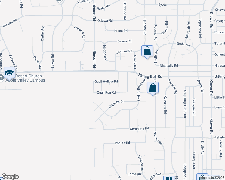 map of restaurants, bars, coffee shops, grocery stores, and more near 20270 Quail Run Road in Apple Valley