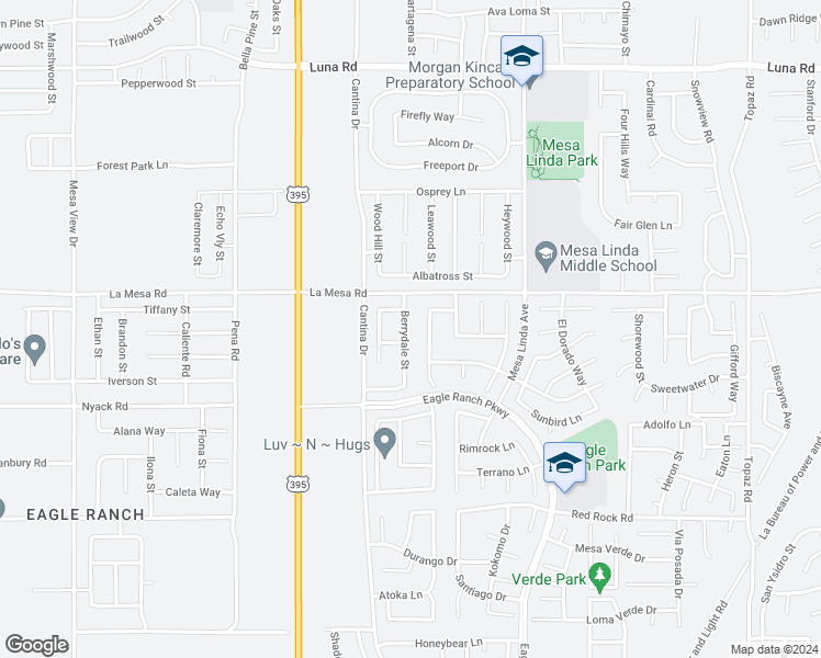 map of restaurants, bars, coffee shops, grocery stores, and more near 12843 Berrydale Street in Victorville