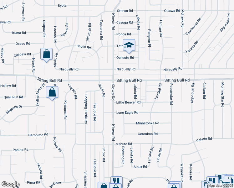 map of restaurants, bars, coffee shops, grocery stores, and more near 12783 Kiowa Road in Apple Valley