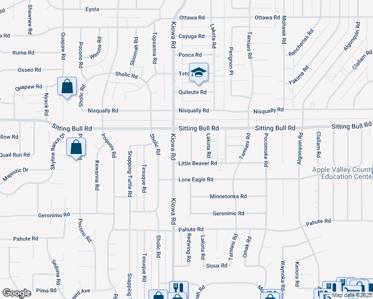 map of restaurants, bars, coffee shops, grocery stores, and more near 12780 Red Wing Road in Apple Valley