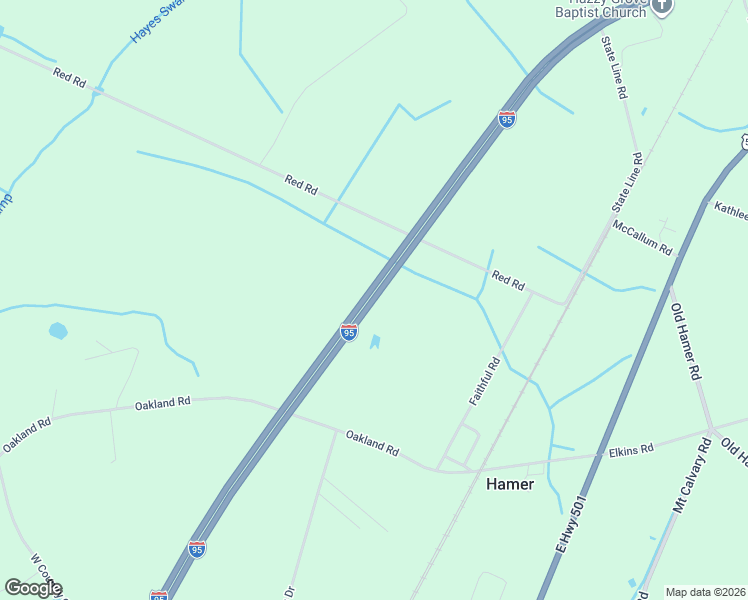map of restaurants, bars, coffee shops, grocery stores, and more near Interstate 95 in Hamer