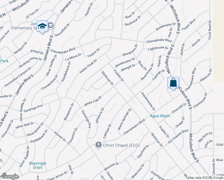 map of restaurants, bars, coffee shops, grocery stores, and more near 3570 White Cap Drive in Lake Havasu City