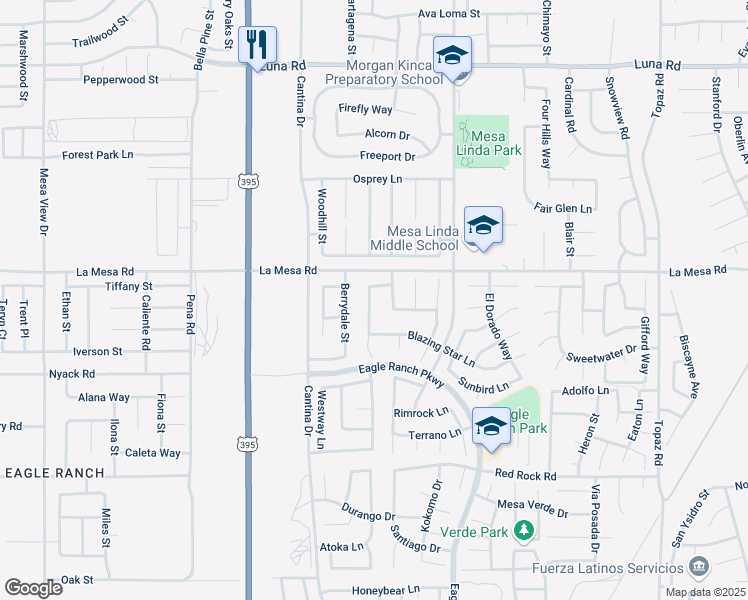 map of restaurants, bars, coffee shops, grocery stores, and more near 12839 Fencerider Way in Victorville