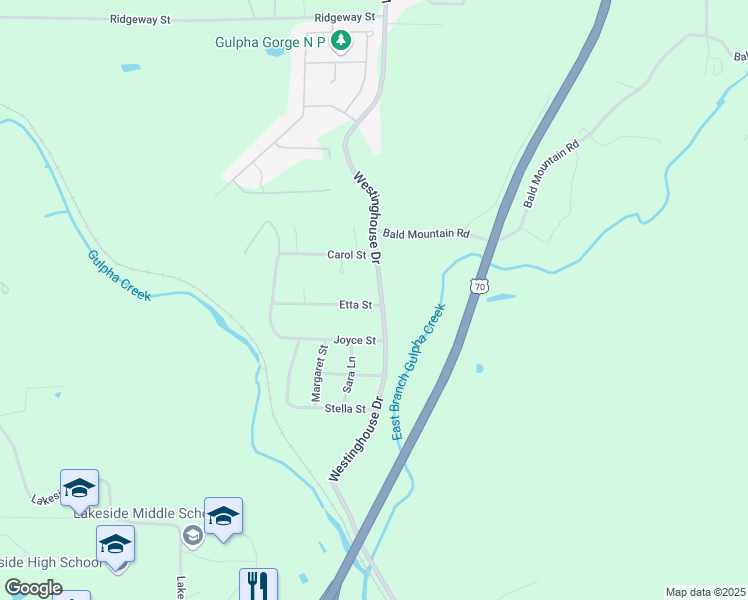map of restaurants, bars, coffee shops, grocery stores, and more near 119 Etta Street in Hot Springs