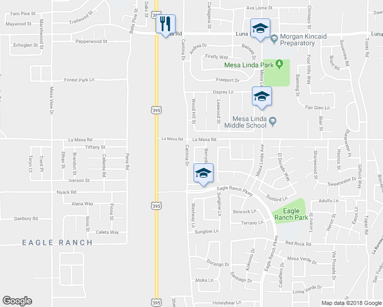 map of restaurants, bars, coffee shops, grocery stores, and more near 12850 Brookdale Street in Victorville