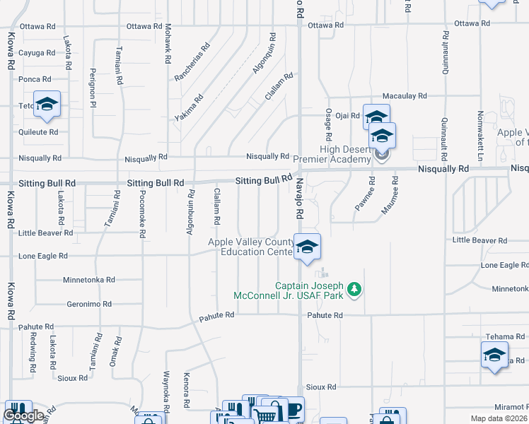 map of restaurants, bars, coffee shops, grocery stores, and more near 12766 Standing Bear Road in Apple Valley