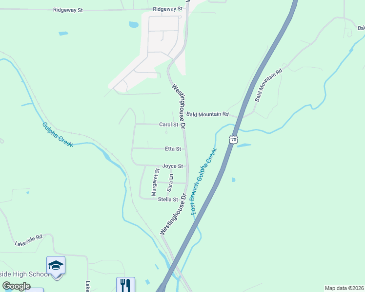 map of restaurants, bars, coffee shops, grocery stores, and more near 119 Etta Street in Hot Springs