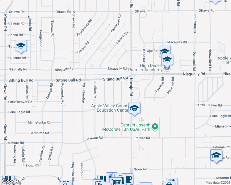 map of restaurants, bars, coffee shops, grocery stores, and more near 12785 Morning Star Road in Apple Valley