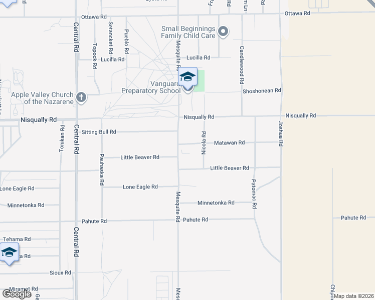 map of restaurants, bars, coffee shops, grocery stores, and more near 22915 Sitting Bull Road in Apple Valley