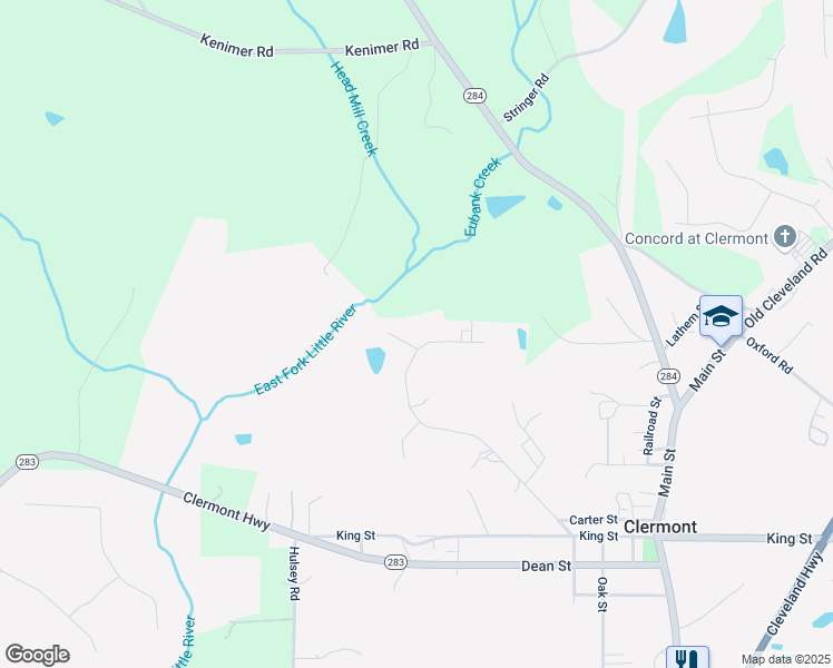 map of restaurants, bars, coffee shops, grocery stores, and more near 454 Long Mountain Court in Clermont