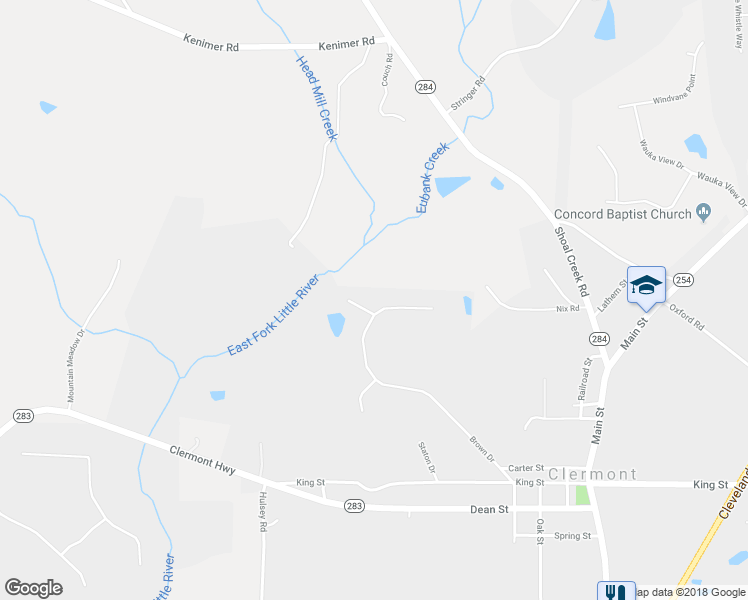 map of restaurants, bars, coffee shops, grocery stores, and more near 454 Long Mountain Court in Clermont