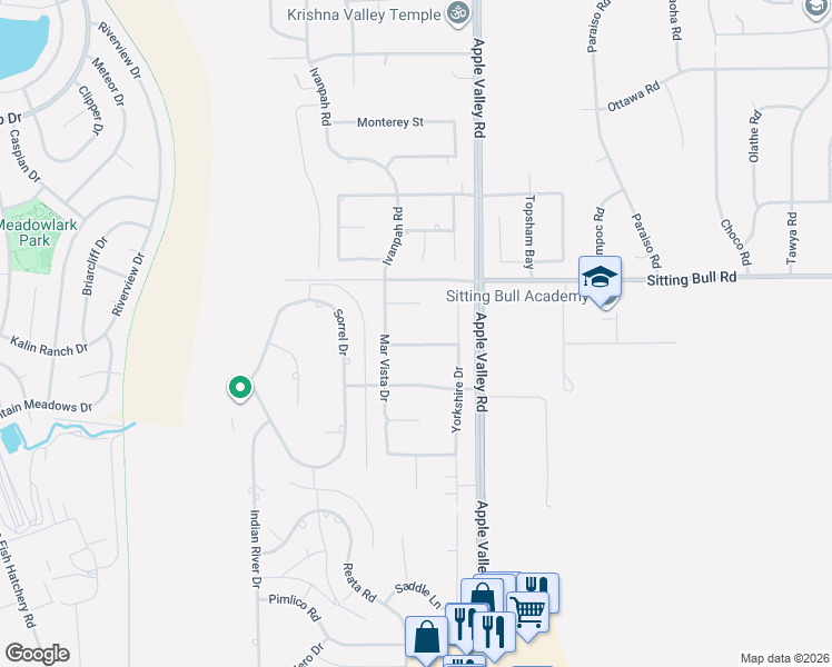 map of restaurants, bars, coffee shops, grocery stores, and more near 19209 San Jacinto Way in Apple Valley