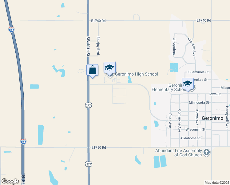 map of restaurants, bars, coffee shops, grocery stores, and more near 108 Wheat Ridge Avenue in Geronimo