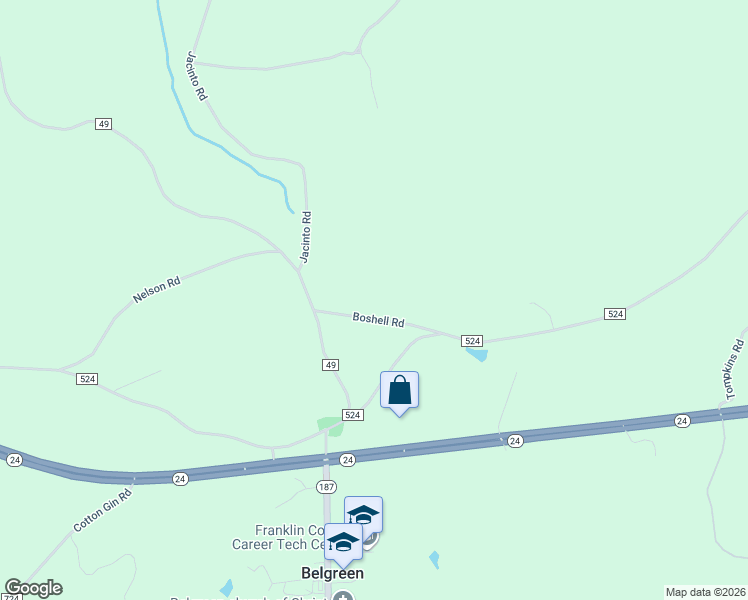 map of restaurants, bars, coffee shops, grocery stores, and more near 27-199 Boshell Road in Russellville