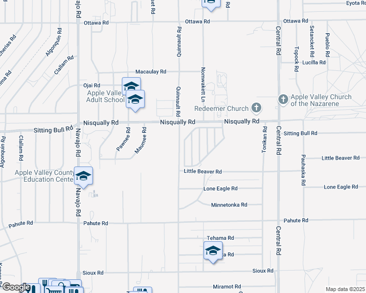 map of restaurants, bars, coffee shops, grocery stores, and more near 22241 Nisqually Road in Apple Valley