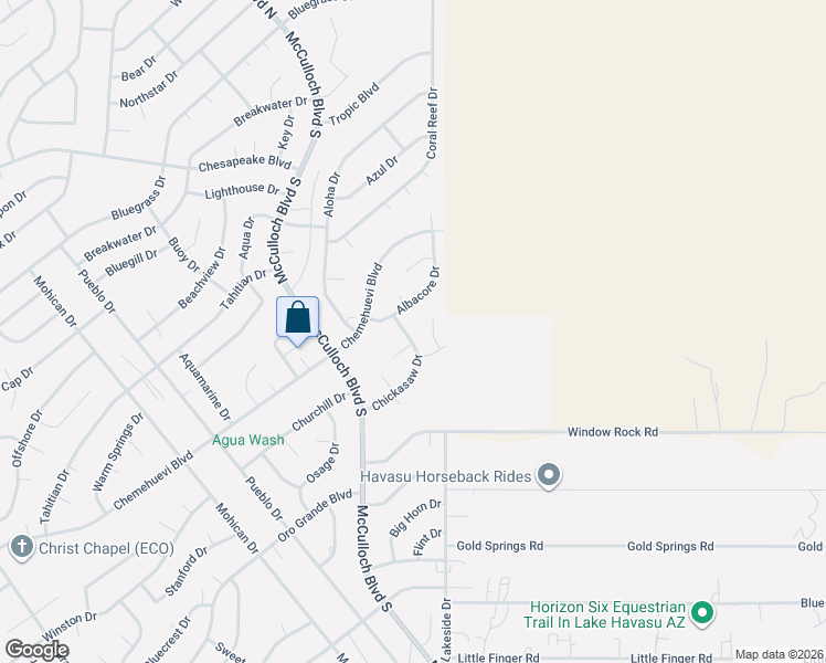map of restaurants, bars, coffee shops, grocery stores, and more near 4004 Albacore Drive in Lake Havasu City