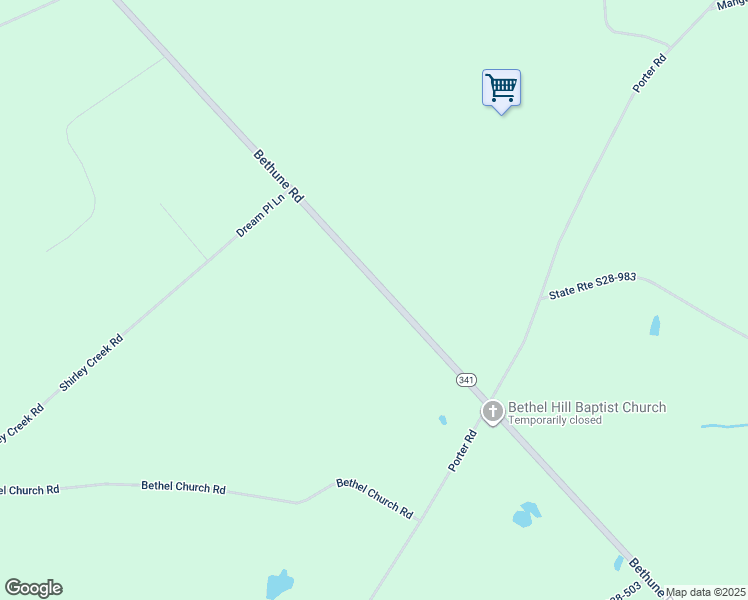 map of restaurants, bars, coffee shops, grocery stores, and more near 4097A Bethune Road in Bethune