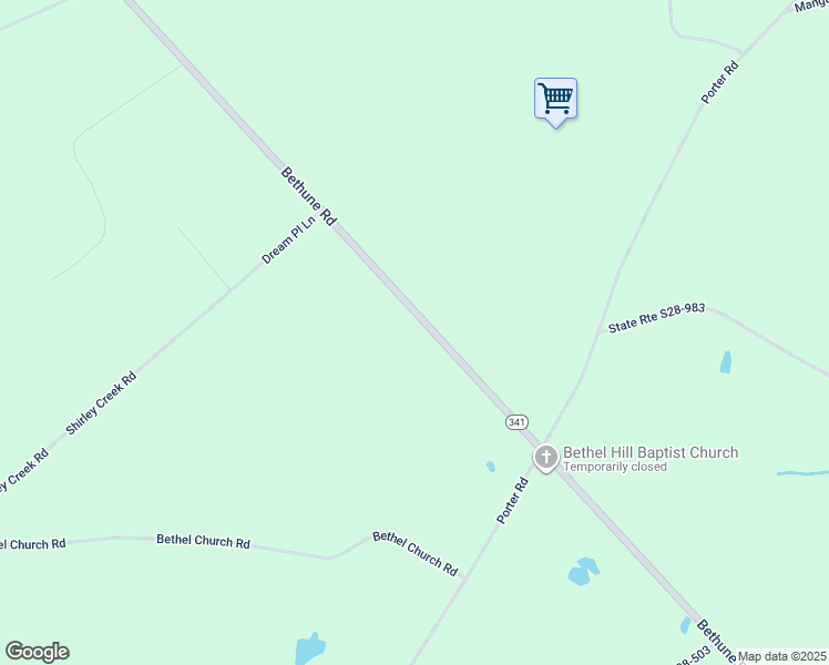 map of restaurants, bars, coffee shops, grocery stores, and more near 4097A Bethune Road in Bethune
