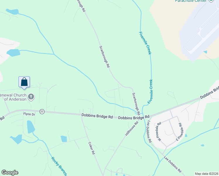 map of restaurants, bars, coffee shops, grocery stores, and more near 2071 Scarborough Road in Anderson