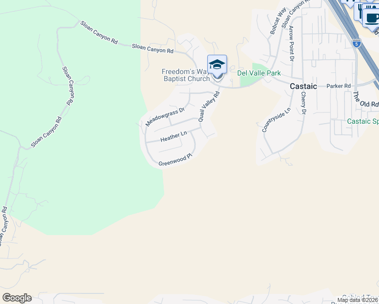 map of restaurants, bars, coffee shops, grocery stores, and more near 28655 Greenwood Place in Castaic