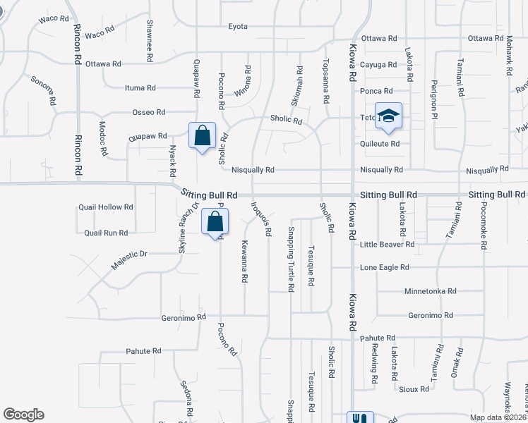map of restaurants, bars, coffee shops, grocery stores, and more near 12835 Iroquois Road in Apple Valley
