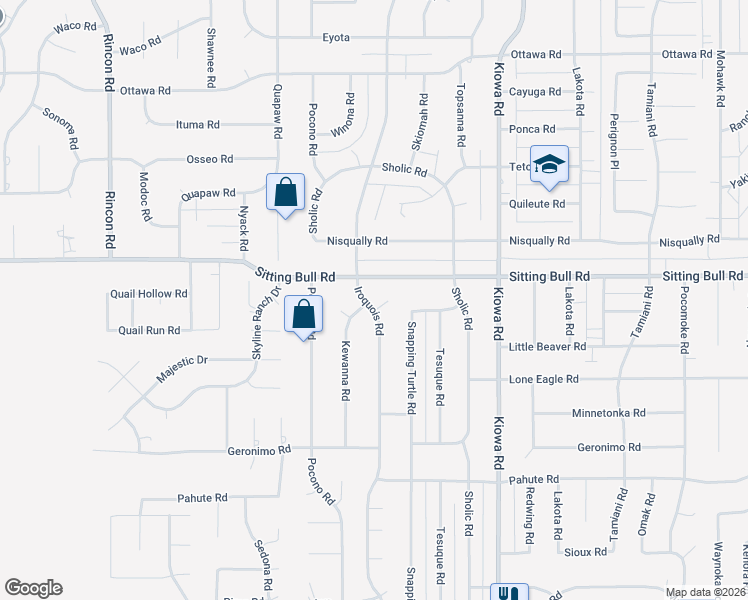 map of restaurants, bars, coffee shops, grocery stores, and more near 12835 Iroquois Road in Apple Valley