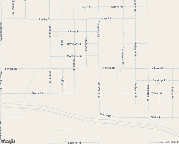 map of restaurants, bars, coffee shops, grocery stores, and more near La Mesa Road in Phelan