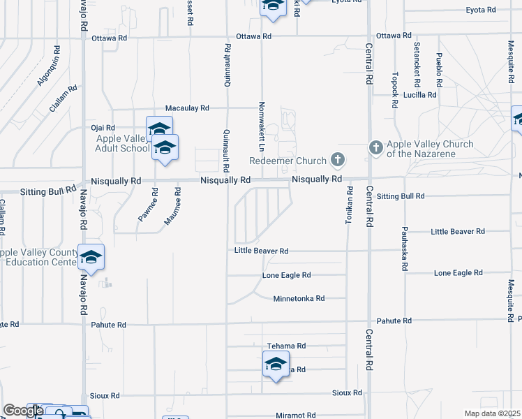 map of restaurants, bars, coffee shops, grocery stores, and more near 22241 Nisqually Road in Apple Valley
