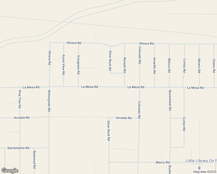 map of restaurants, bars, coffee shops, grocery stores, and more near La Mesa Road in Pinon Hills