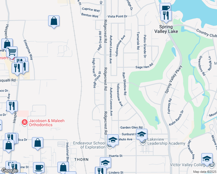 map of restaurants, bars, coffee shops, grocery stores, and more near 12848 Autumn Leaves Avenue in Victorville