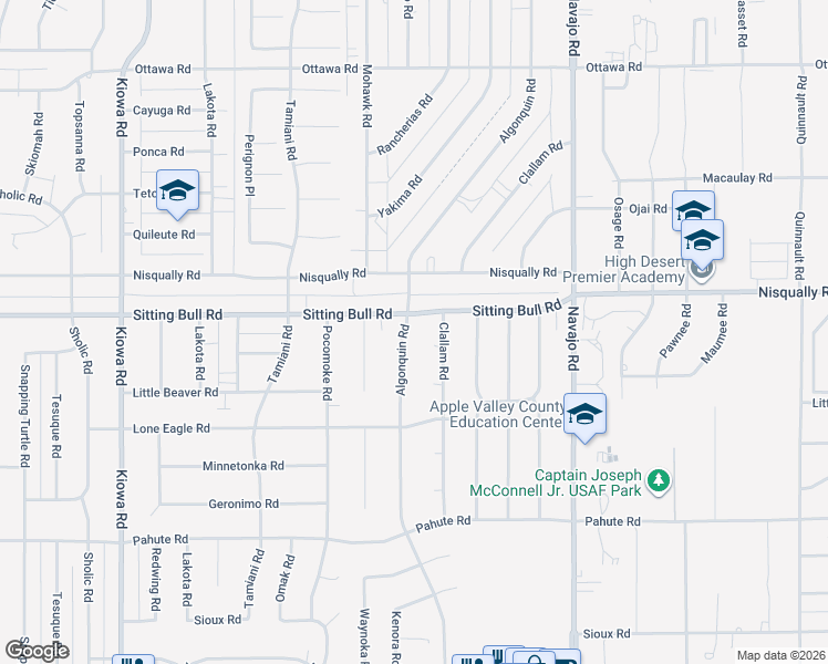 map of restaurants, bars, coffee shops, grocery stores, and more near 12845 Algonquin Road in Apple Valley