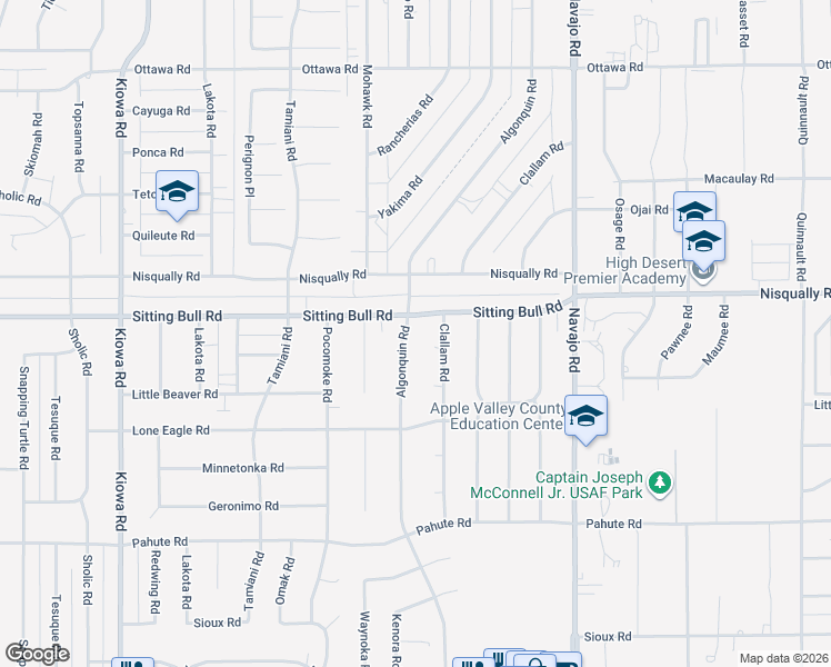 map of restaurants, bars, coffee shops, grocery stores, and more near 12845 Algonquin Road in Apple Valley