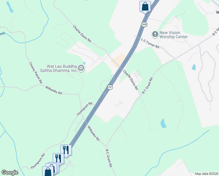 map of restaurants, bars, coffee shops, grocery stores, and more near Tommy Irvin Parkway in Habersham County