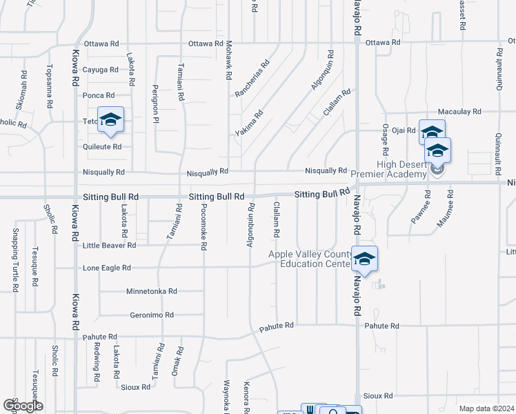 map of restaurants, bars, coffee shops, grocery stores, and more near 12833 Algonquin Road in Apple Valley