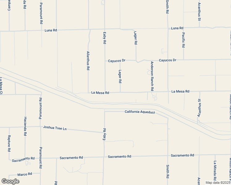 map of restaurants, bars, coffee shops, grocery stores, and more near La Mesa Road in Phelan