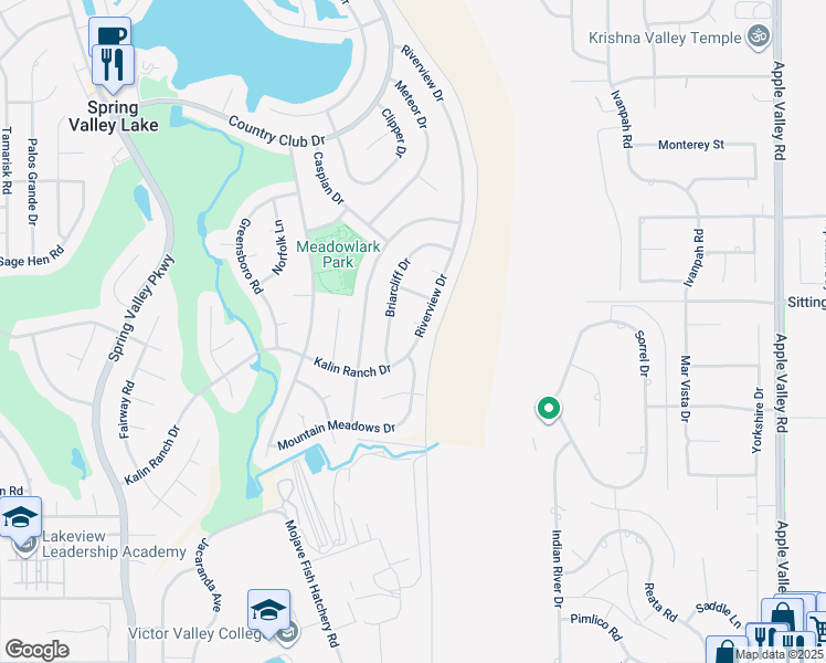 map of restaurants, bars, coffee shops, grocery stores, and more near 12840 Riverview Drive in Victorville