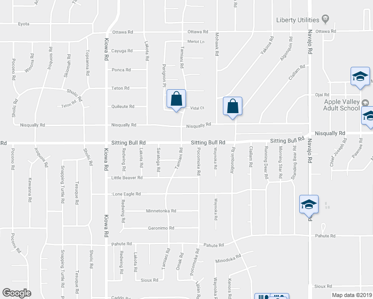 map of restaurants, bars, coffee shops, grocery stores, and more near 12861 Tamiani Road in Apple Valley