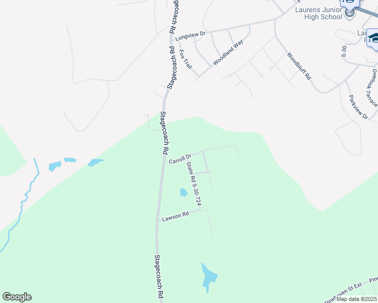 map of restaurants, bars, coffee shops, grocery stores, and more near 141 Carroll Drive in Laurens