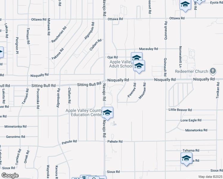 map of restaurants, bars, coffee shops, grocery stores, and more near 12825 Navajo Way in Apple Valley