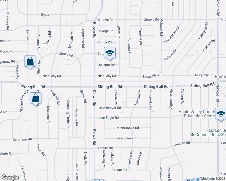 map of restaurants, bars, coffee shops, grocery stores, and more near 12840 Lakota Road in Apple Valley