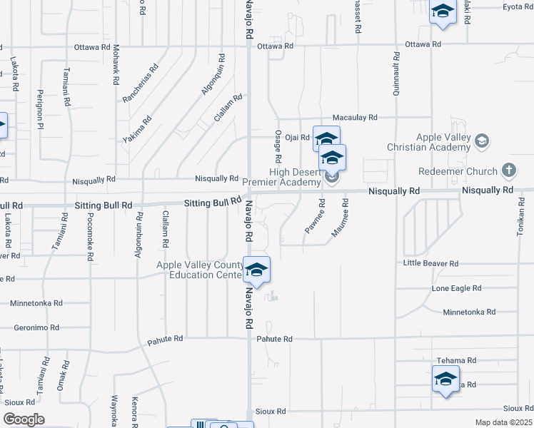 map of restaurants, bars, coffee shops, grocery stores, and more near 12825 Navajo Way in Apple Valley