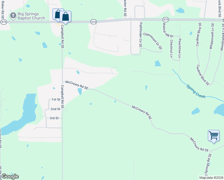 map of restaurants, bars, coffee shops, grocery stores, and more near 362 McCreary Road Southeast in Calhoun