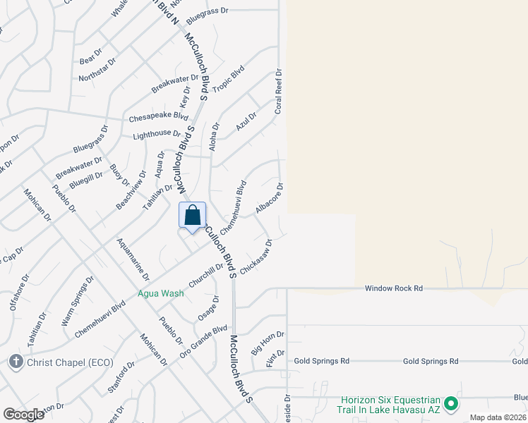 map of restaurants, bars, coffee shops, grocery stores, and more near 4004 Albacore Drive in Lake Havasu City