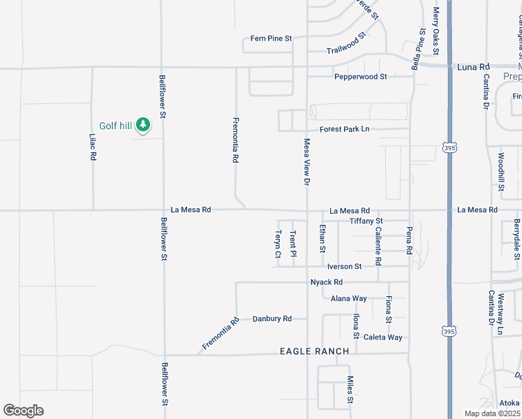 map of restaurants, bars, coffee shops, grocery stores, and more near La Mesa Road in Victorville