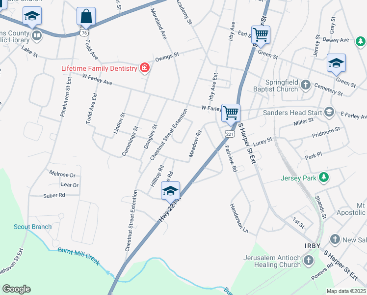 map of restaurants, bars, coffee shops, grocery stores, and more near 115 Edgewood Drive in Laurens