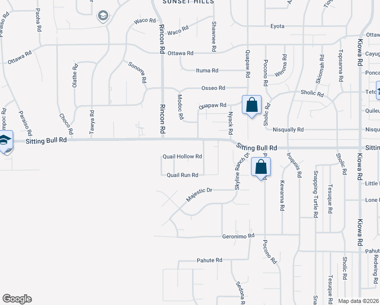 map of restaurants, bars, coffee shops, grocery stores, and more near 20240 Quail Hollow Road in Apple Valley