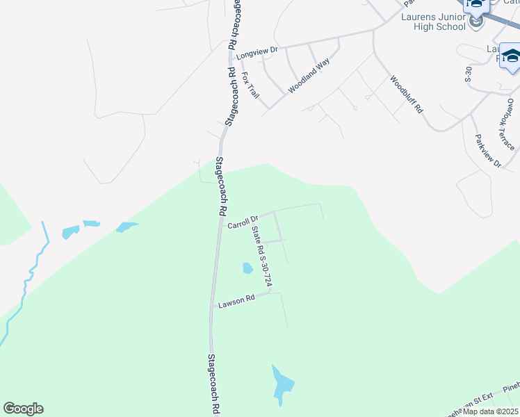 map of restaurants, bars, coffee shops, grocery stores, and more near 141 Carroll Drive in Laurens